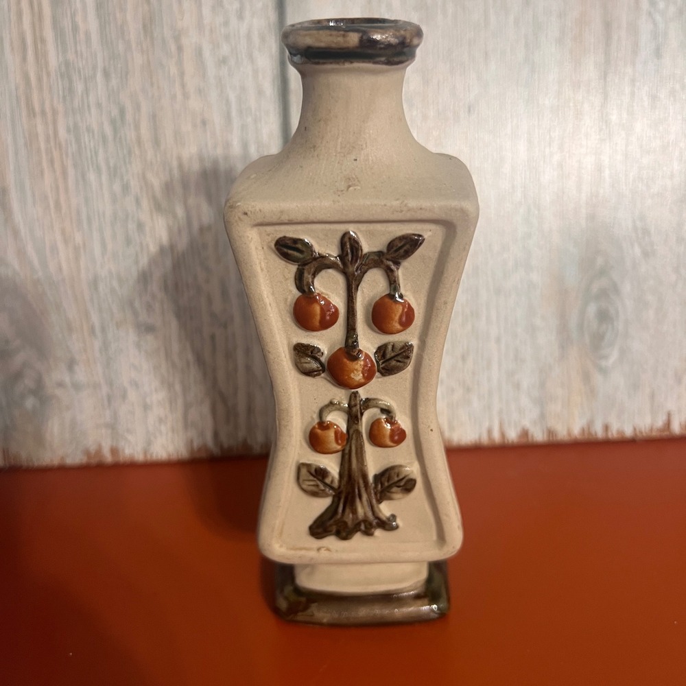 Vintage Japanese Ceramicโ Bud Vase Orange Fruit Tree Relief MCM Decor Made Japan